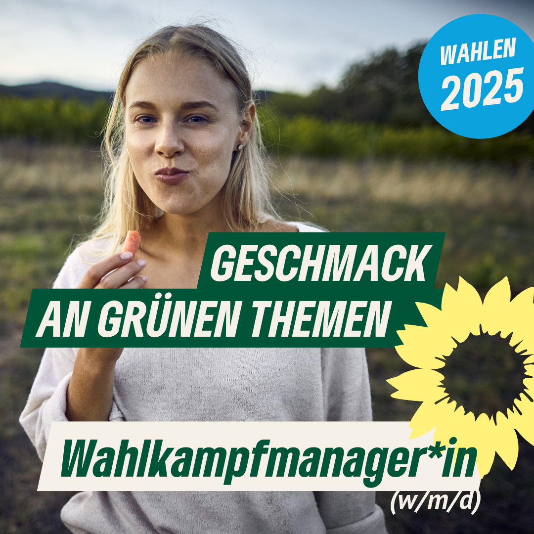 Für die im nächsten Jahr anstehenden Wahlkämpfe zur Kommunal- und Bundestagswahl suchen wir im Kreisverband von BÜNDNIS 90/DIE GRÜNEN Olpe zum nächstmöglichen Zeitpunkt eine*n Wahlkampfmanager*in (m/w/d) in Teilzeit (mind. 8h/Woche mit der Möglichkeit um Erhöhung ab Frühling 2025), befristet bis 31.10.25.