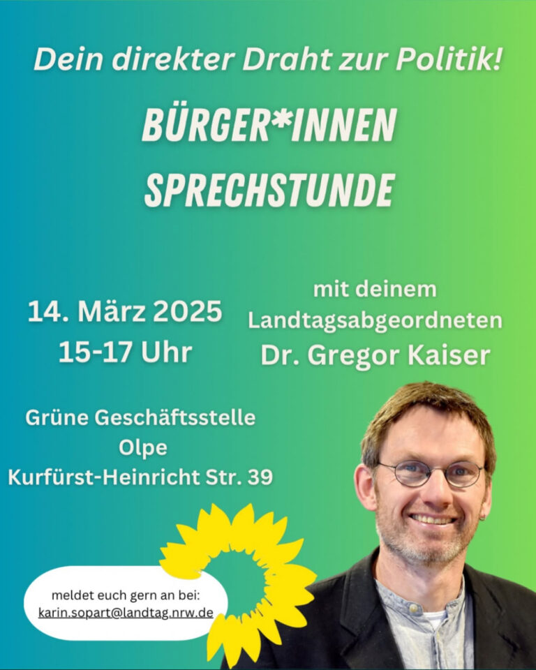 Dr. Gregor Kaiser MdL – Bürger*innensprechstunde am 14.03.25 – 15:00 – 17:00 Uhr